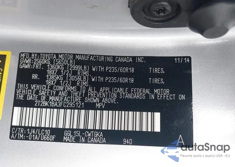 2015 Lexus Rx 350 from USA, damaged, VIN 2T2BK1BA3FC295121